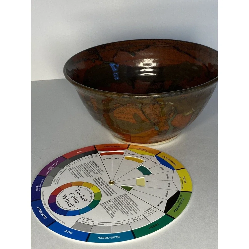 Handmade Studio Pottery Bowl Signed Artist Brown Glazed Rustic Stoneware Art